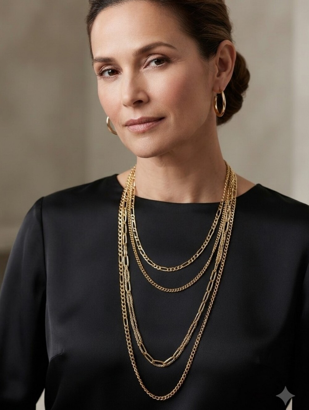 Vintage Gold Tone Multi-Layer Chain Necklace - Elegant Layered Womenโs Jewelry